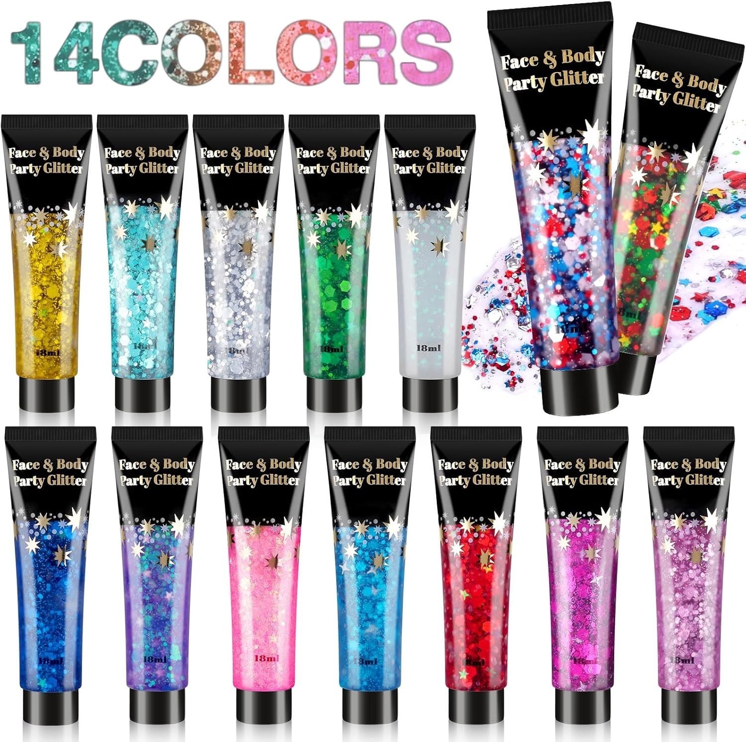 Glow in The Dark Festival Body & Face Glitter – 14 Shades for Dazzling Looks