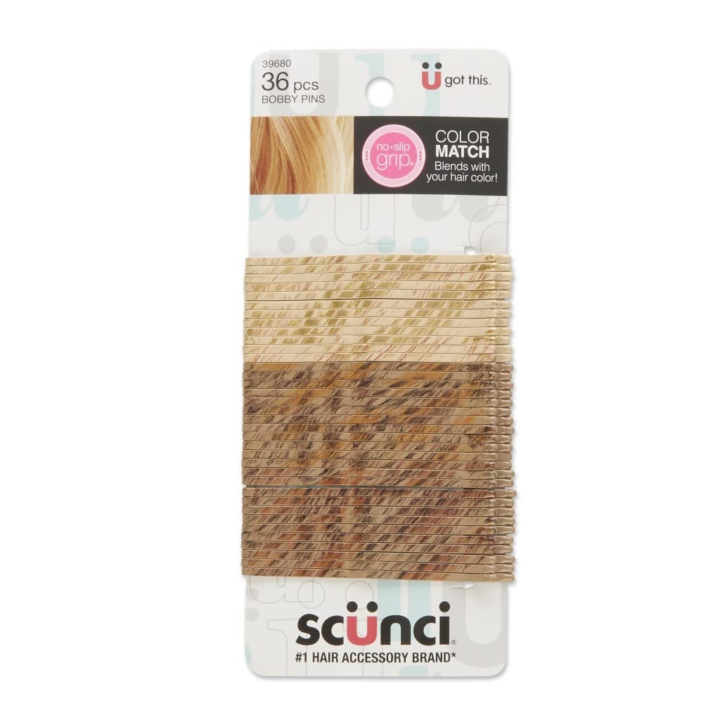 Scunci No-Slip Grip Color Match Curve unisex 36 Count (Pack of 1), Blonde