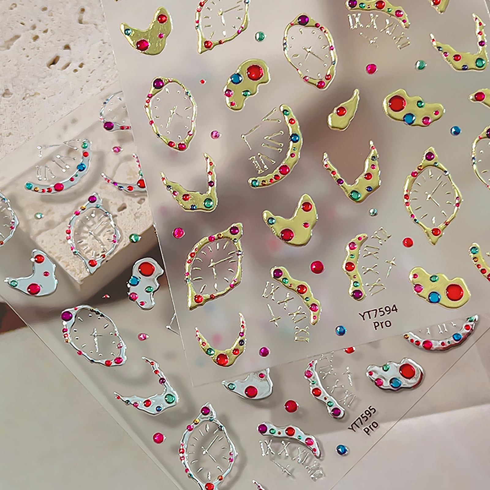 KETINIQUE Gem Nail Stickers Irregular Colorful Clock
