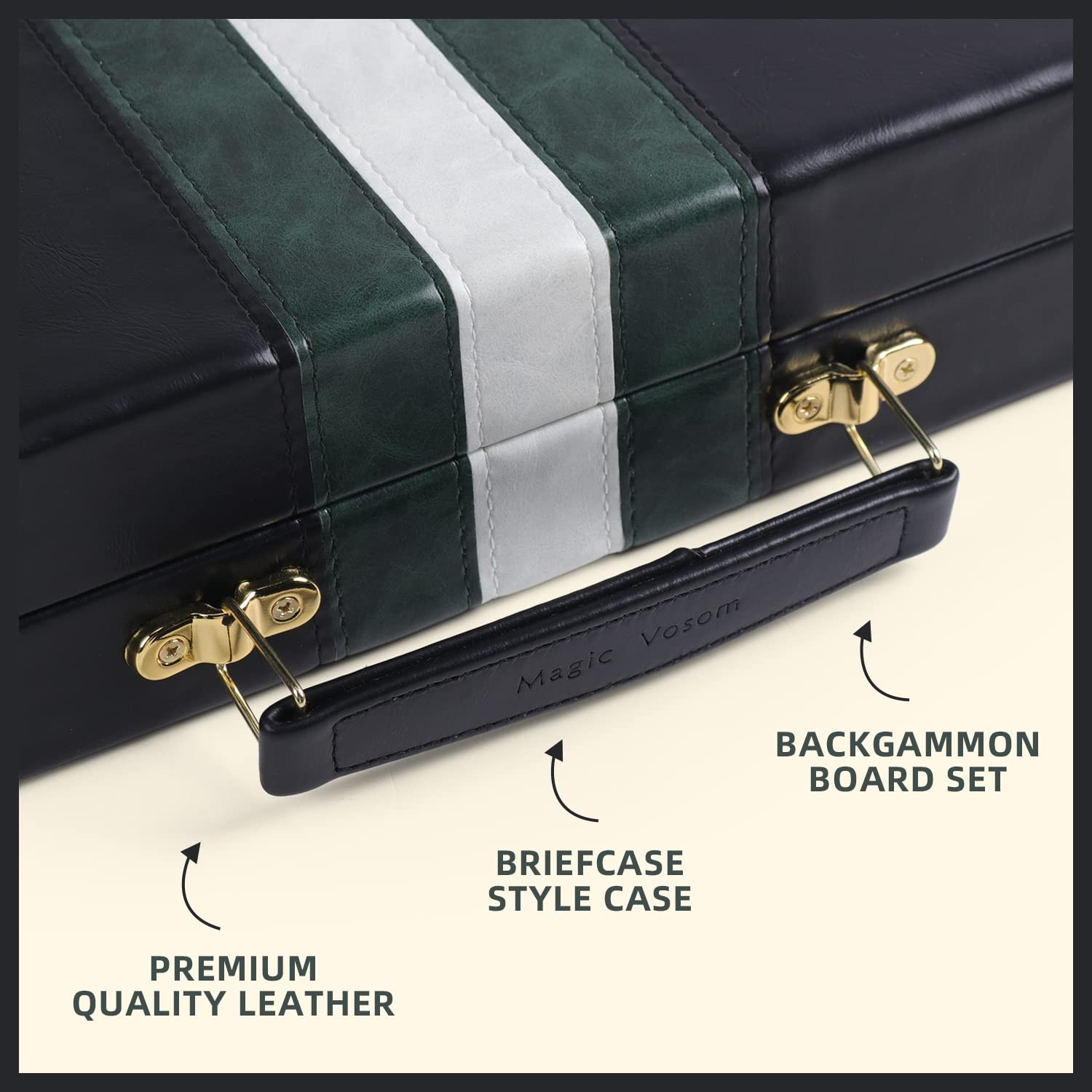 Magic Vosom Travel Medium 15 Inch Backgammon Black Sets Classic Medium,