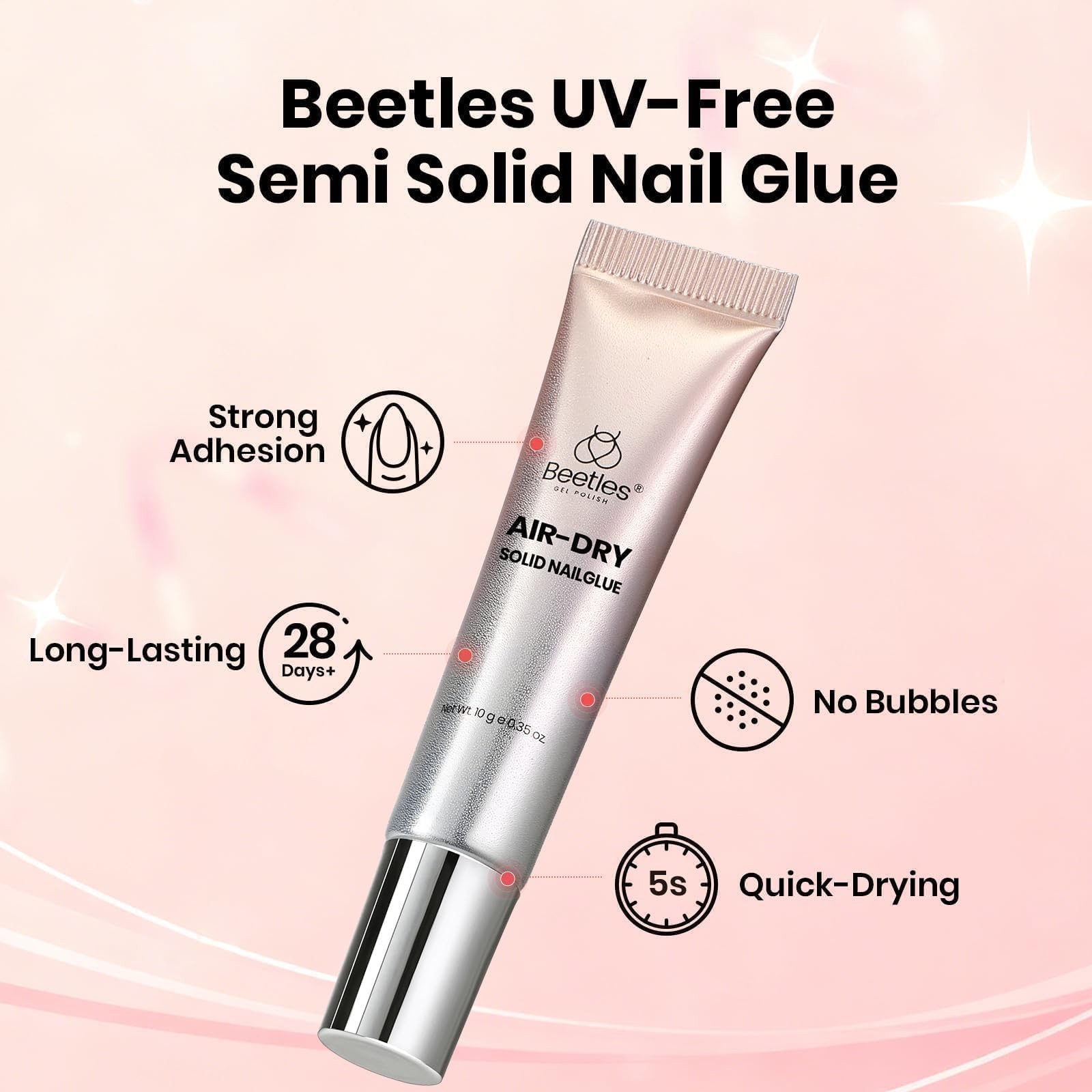 Beetles Super Strong Nail Glue 10g for Press On Nails, No UV Lamp Needed