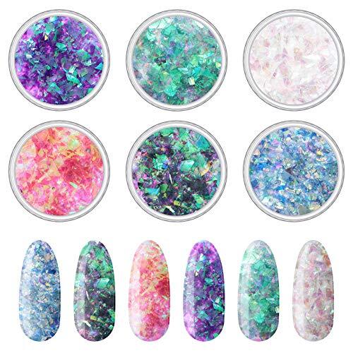 Mermaid Nail Sequins Holographic Glitters Chunky Iridescent Flakes Colorful 12