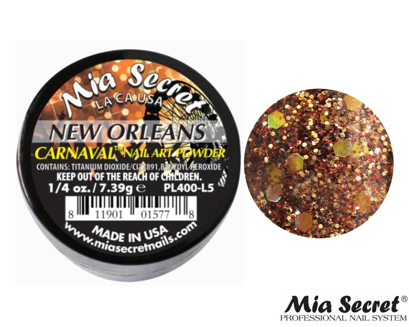 Mia Secret Nail Art Powder Carnaval Collection (NEW ORLEANS) 1/4oz