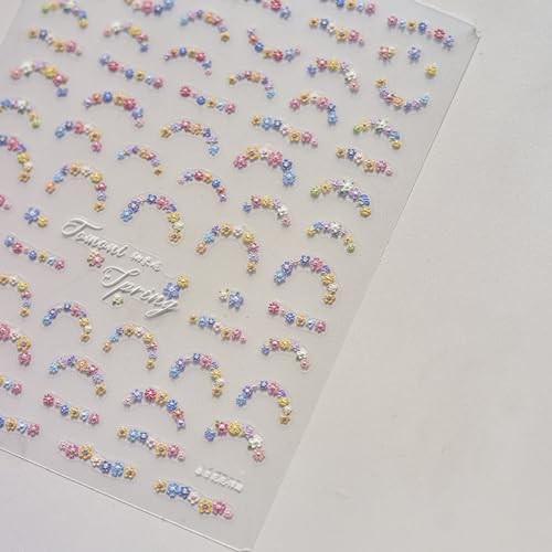 Flower Nail Art Stickers – Spring Flowers 5D Embossed Colorful Florets style4