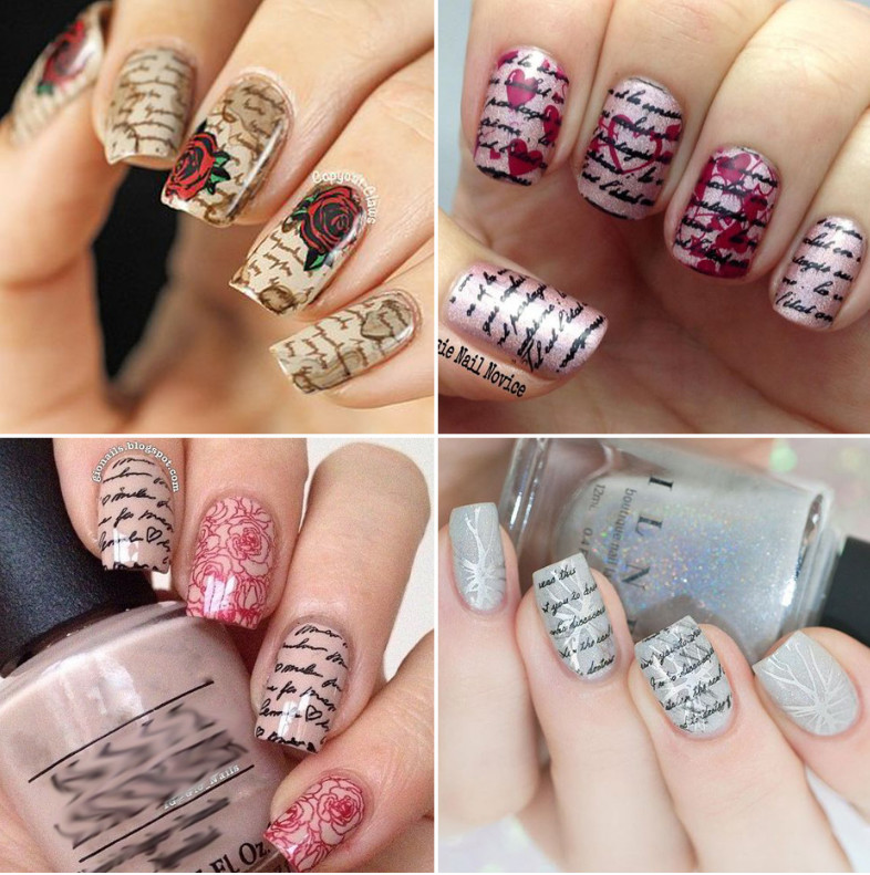 10Pcs Nail Foil Sticker Black White Letter Series Art Decals Decoration 517 NS46