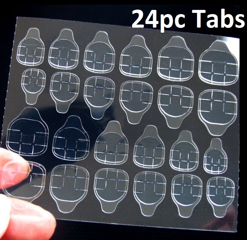 24pc Double sided nail Tabs stickers Removable Tips Glue Replacement press on