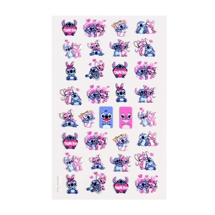 Two Sheets 5D Anime Kawaii Sanrio Cartoon Nail Stickers Adhesive NH20