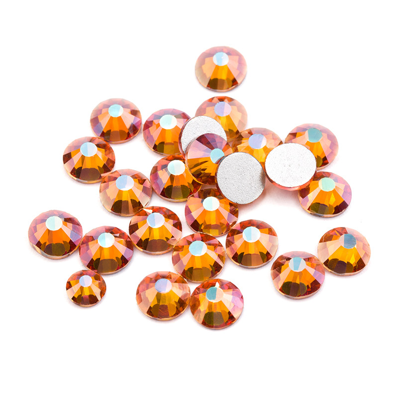 288 720 1440pcs Amber Glitter 3D Nail Art Rhinestones Flatback Crystals Gems