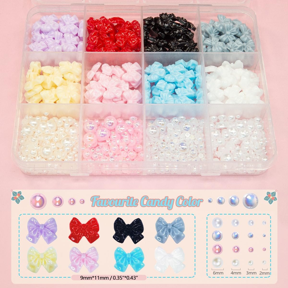 Style C Bows Nail Charms 3D Black White Pink 8 Color Bowknot Charms for Nails Cr