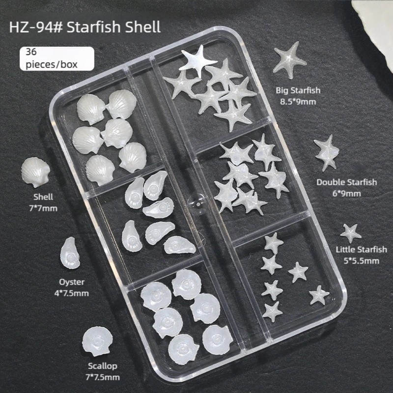 Durability Resin Nail Charm With Shine Shell Patterns For Everyday Wear