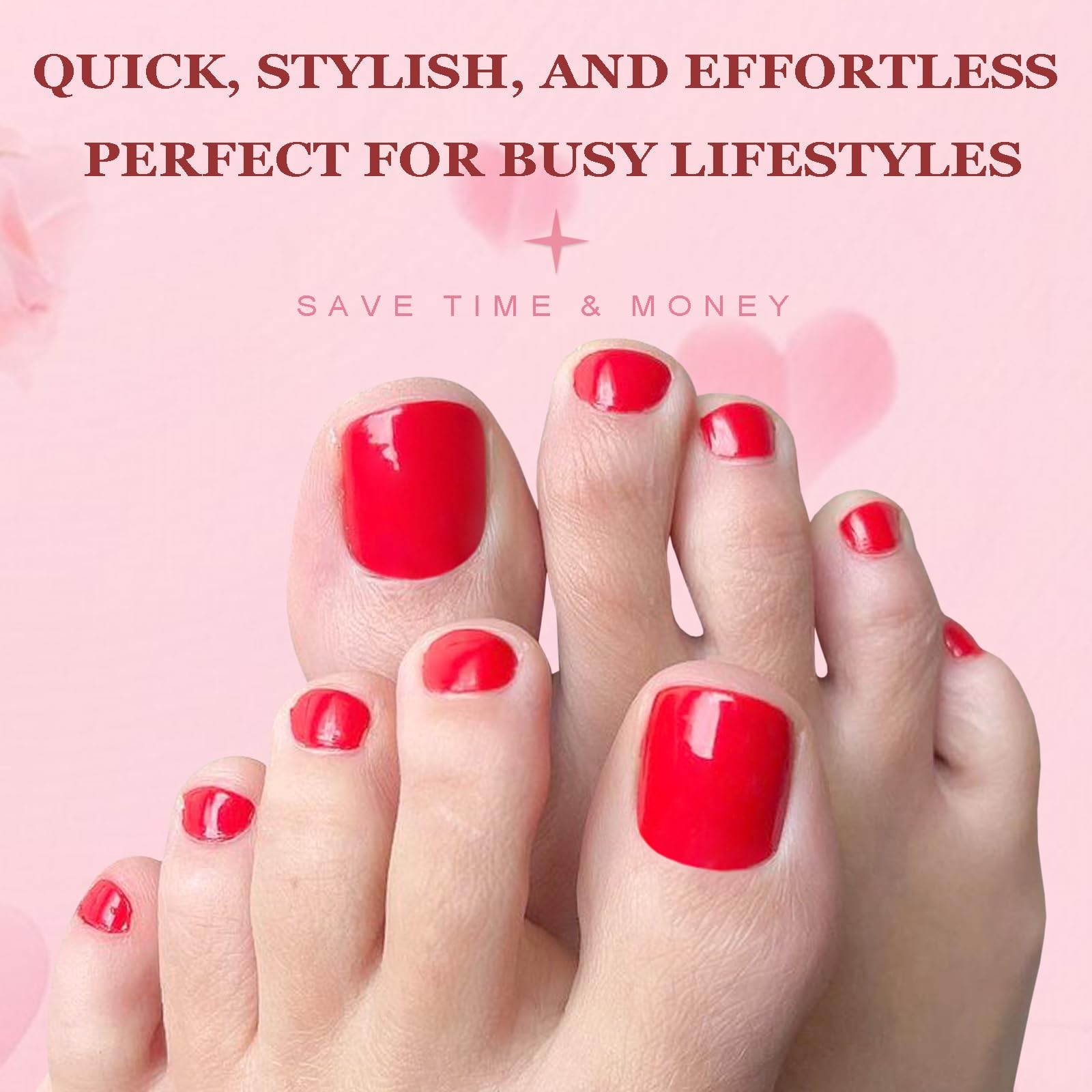 Press on for Women, 576pcs Toe Nail Press ons Short Square Fake Toenails
