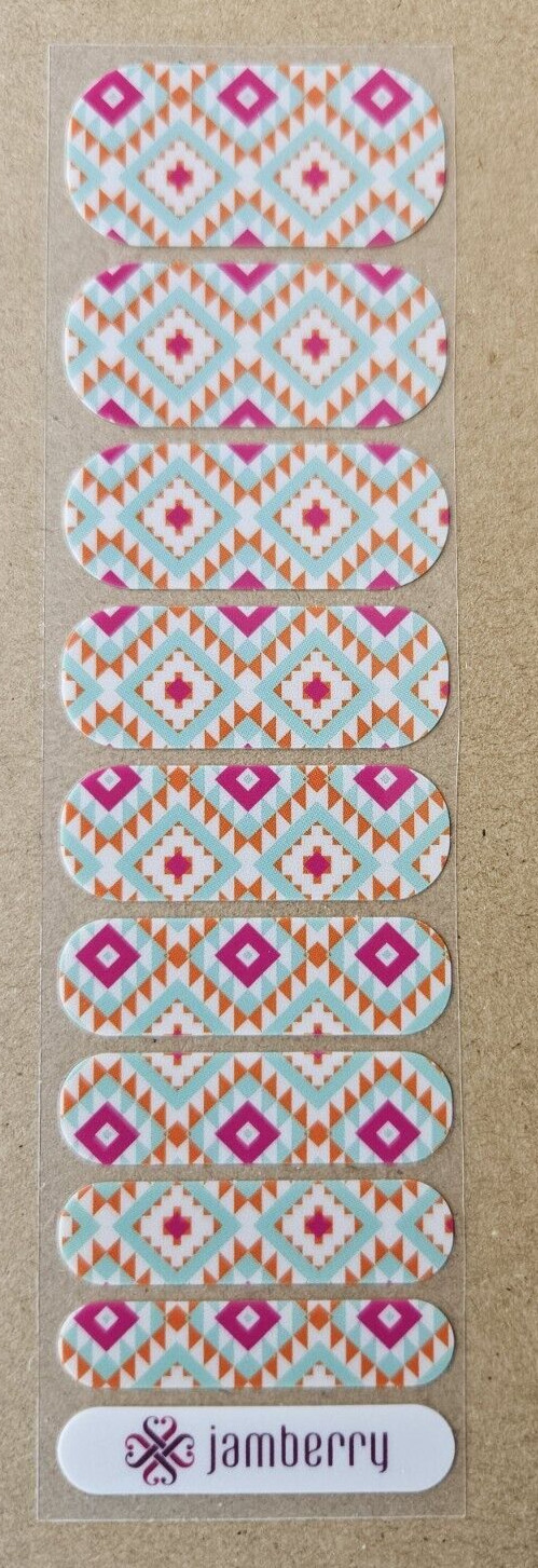 JAMBERRY TRIBAL VIBRANCE HALF SHEET NAIL WRAP RETIRED NOVEMBER 2014 SSE