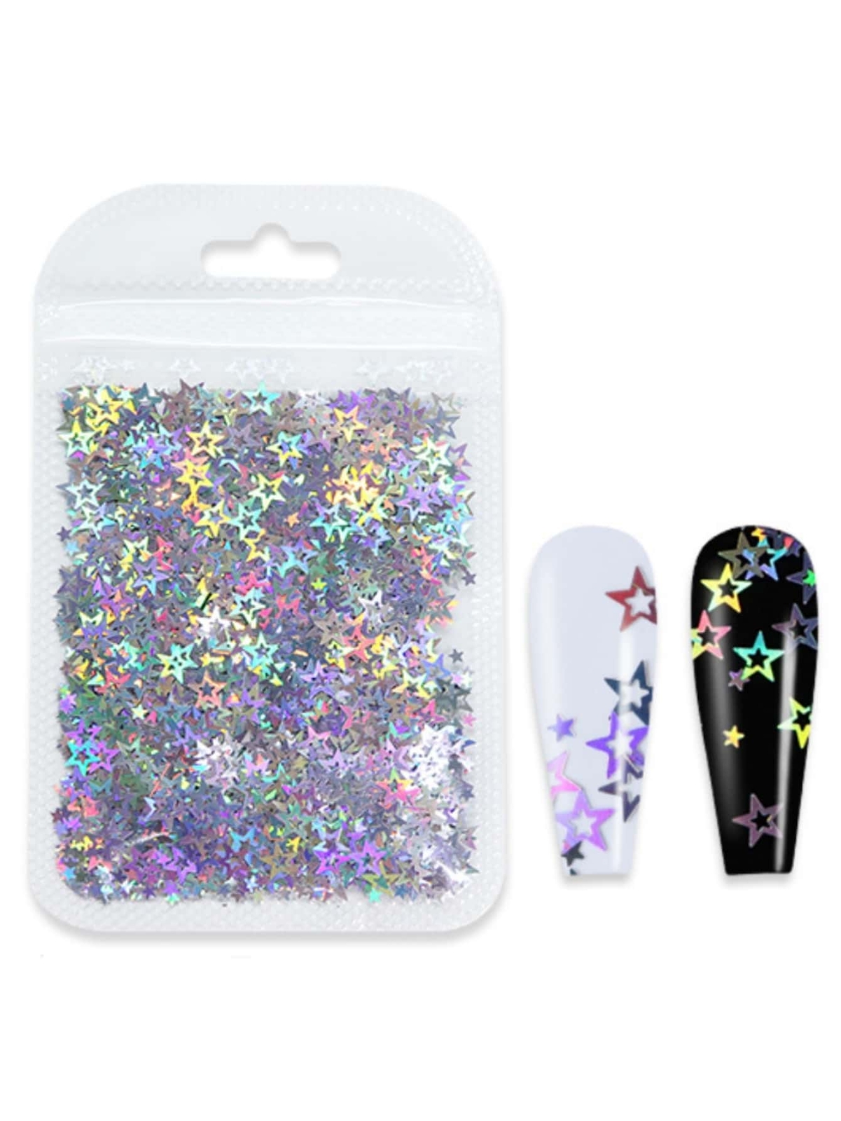 1bag Four-Pointed Star Holographic Nail Art Sequin Diy Charms Nails Accessories