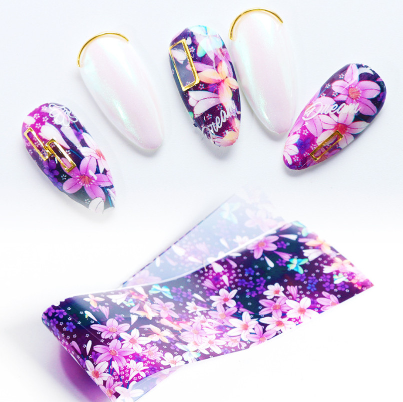 Flower Leaf Nail Foil Transfer Florals Nail Stickers Rose Daisy Nail Art Decal