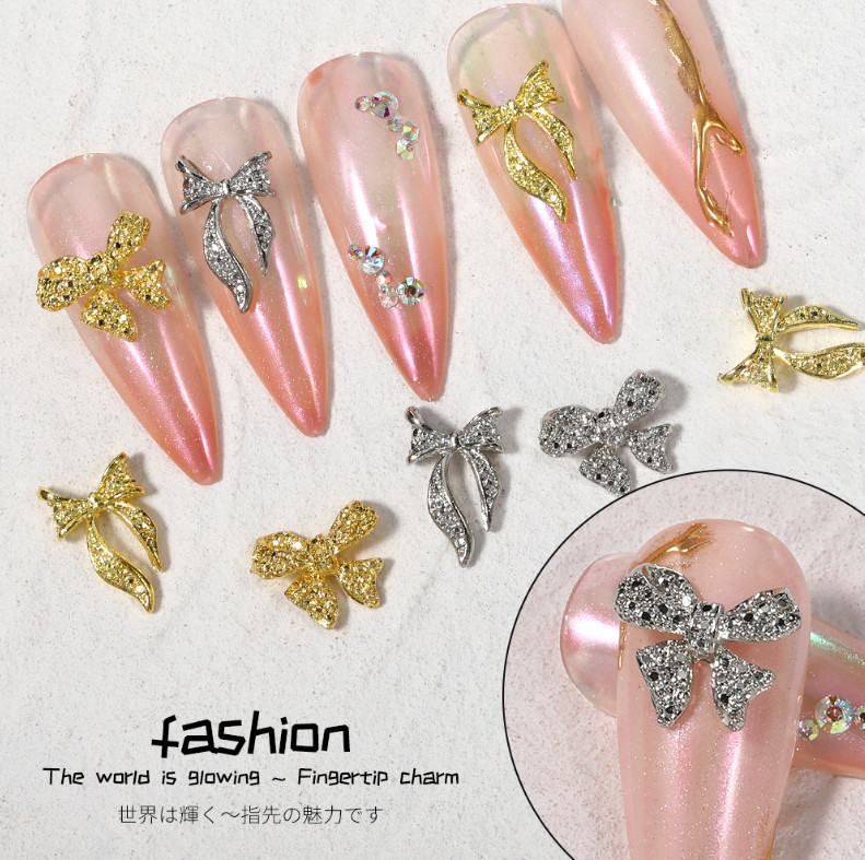3D Glitter Metal Manicure Accessories DIY Ribbon Bows Nail Art Decoration