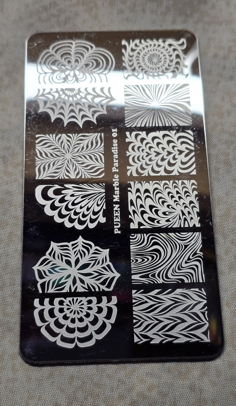 Nail Art Stamp Plate Pueen Marble Paradise 01 Swirl Kaleidoscope