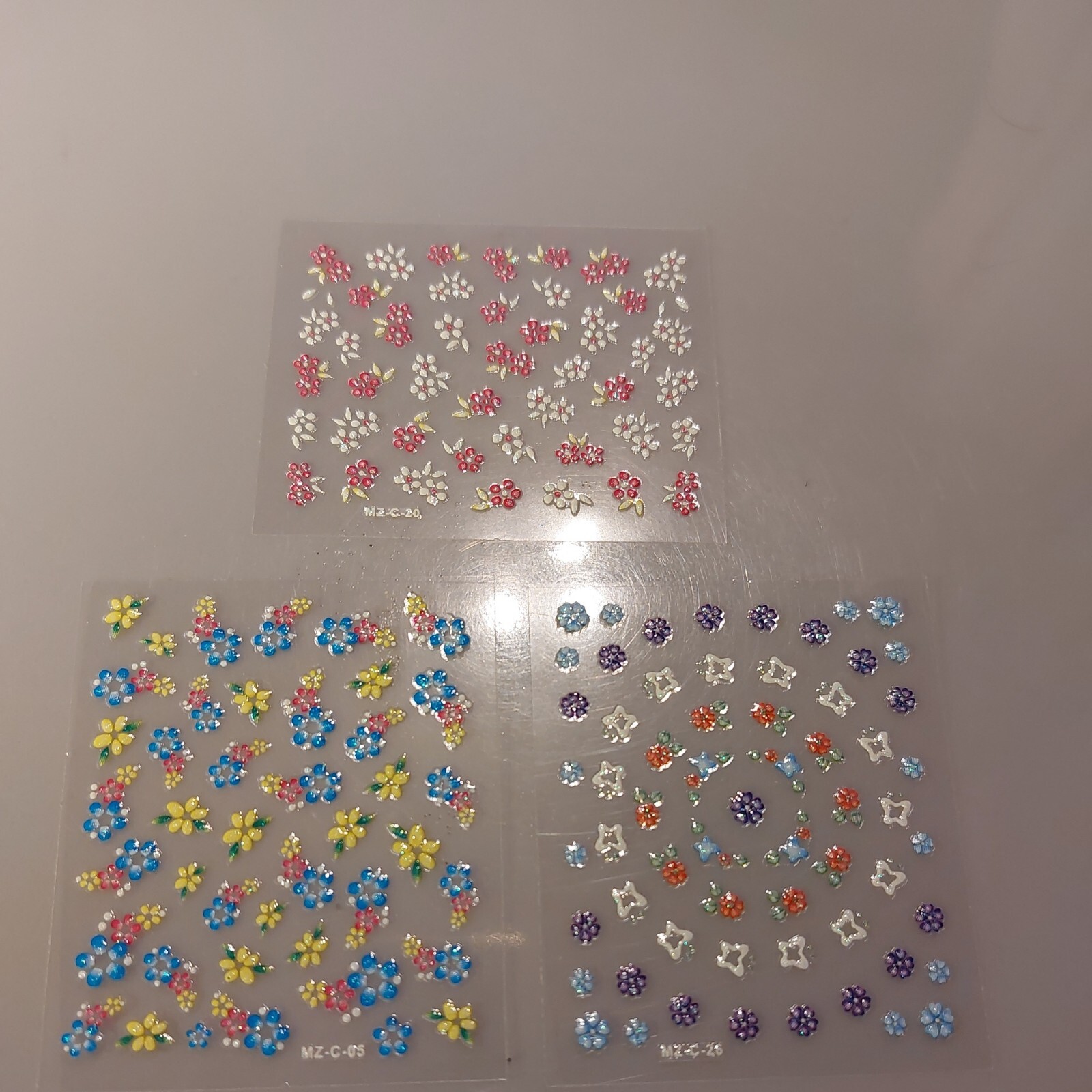 3 X Small Sheets Of Colour Nail Art Stickers (Dn381) New