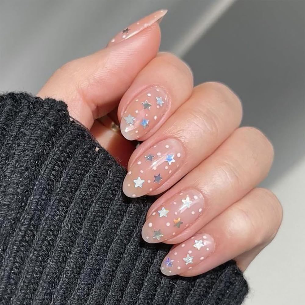 4 Jars Silver Glitter for Nails Design Shiny Nail Glitter Flakes Sparkling Si…