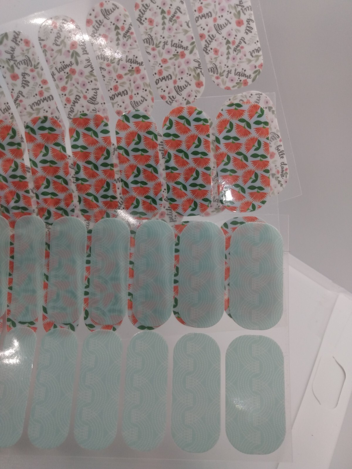 Jamberry Nail Wraps Full Sheets – Green Red Orange Colorful Lot of 5