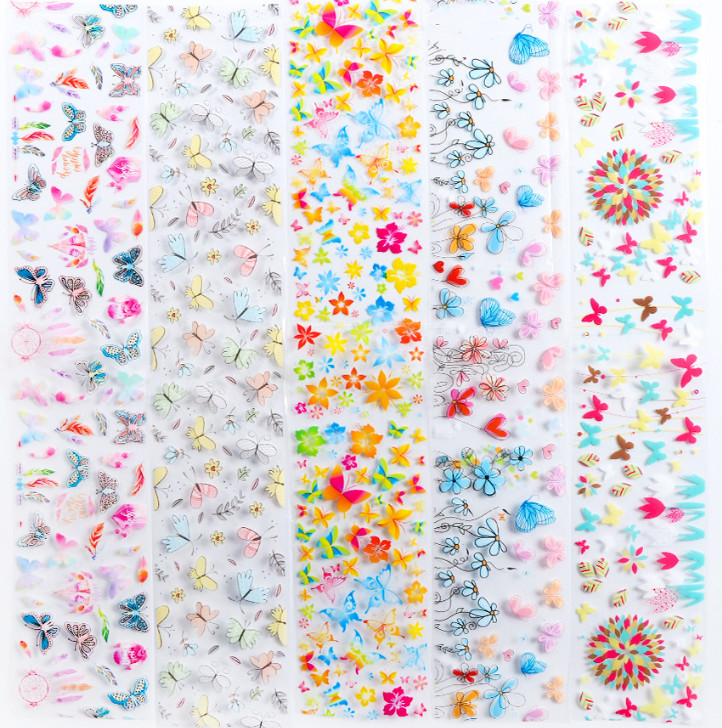 10Pcs Colorful Beautiful Butterfly Nail Art Transfer Foil Sticker Manicure XF102