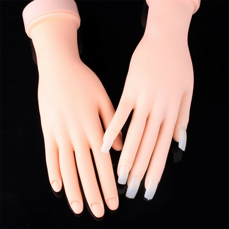 Flexible Silicone Nail Art Training Hand Movable Manicure Practice Tool Gift