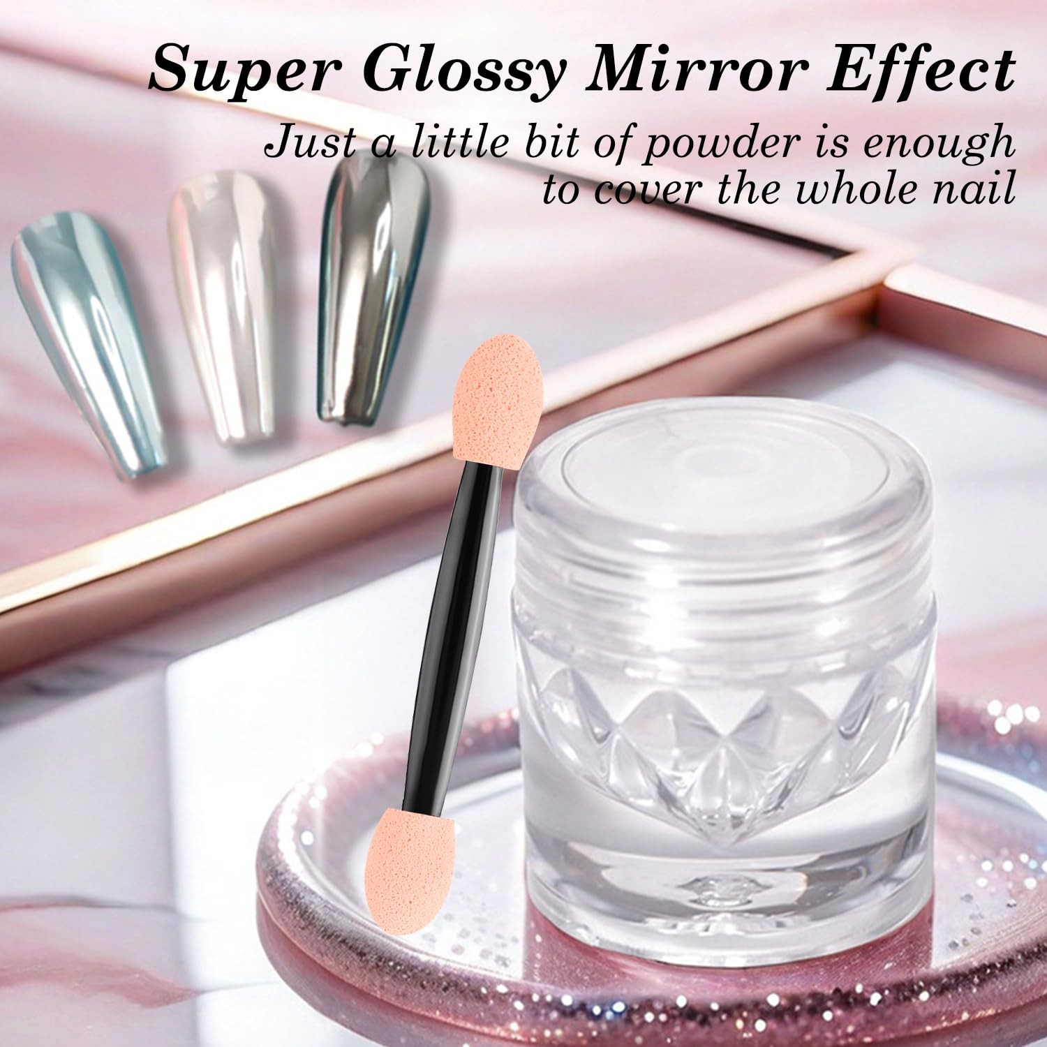 Magic White Chrome Nail Powder Super Glossy Mirror Effect