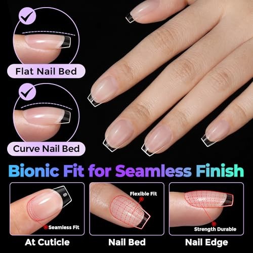 Nail Tips: 450PCS Fake Acrylic Gel Nail Tips 15 Sizes Soft Clear Short Coffin