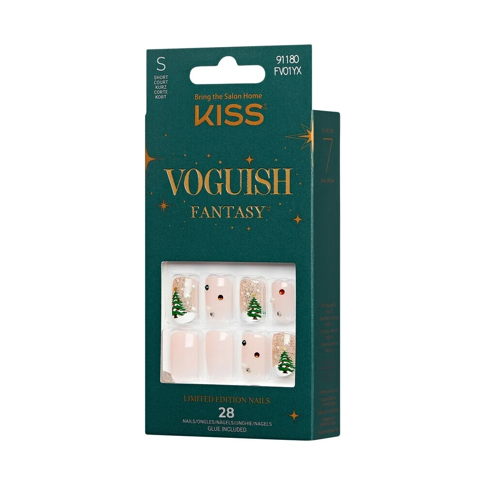 KISS MARSHMALLOW Voguish Fantasy Nails~FV01YX 91180 ~ Short Sq~ Christmas Tree
