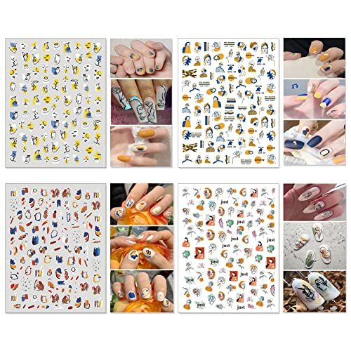 12 Sheets Abstract Nail Art Stickers, Graffiti Graffiti & Minimalist, 12Sheets