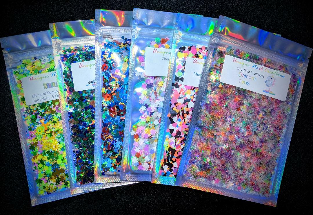 20G Bag of Multi Glitter Blends~MULTI SHAPES GLITTER~Nail•Acrylic•Gel•Body Art•