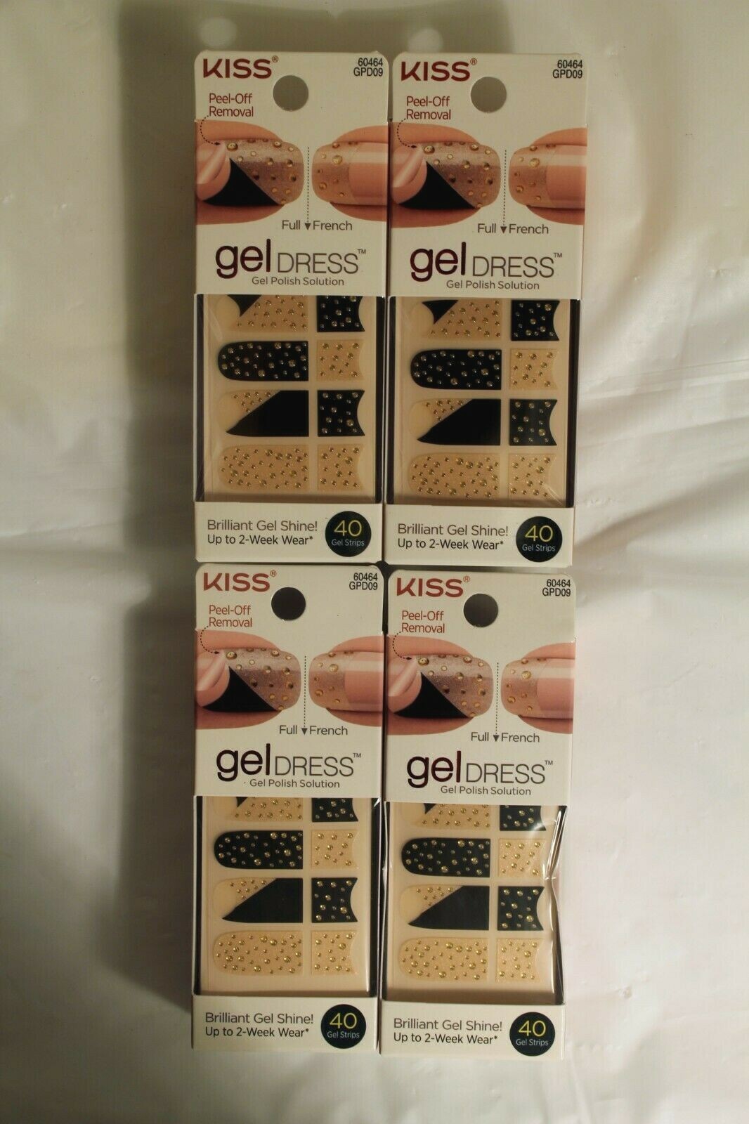 Lot of 4 Kiss Nail Gel Dress 40 Gel Strips 60464 GPD09C NEW Gel Polish Solution