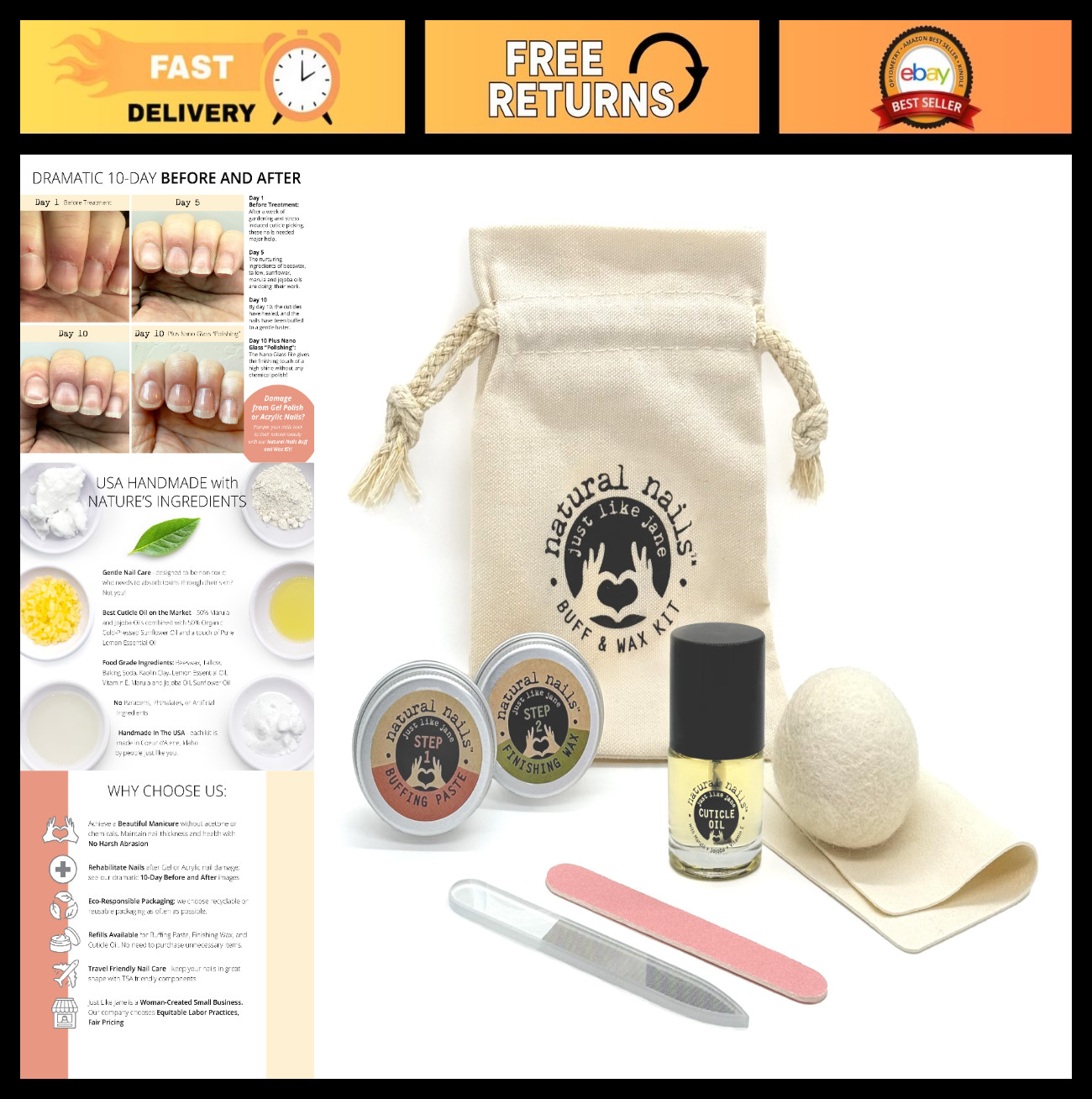 Natural Nails Buff & Wax Kit – Nano Glass File for Ultimate Shine & Smooth Finis