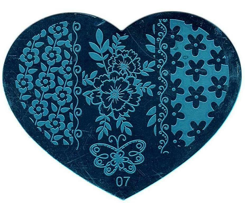 10 Styles Nail Art Stamping Love Heart Manicure Image Plate Stamper Scraper Kit