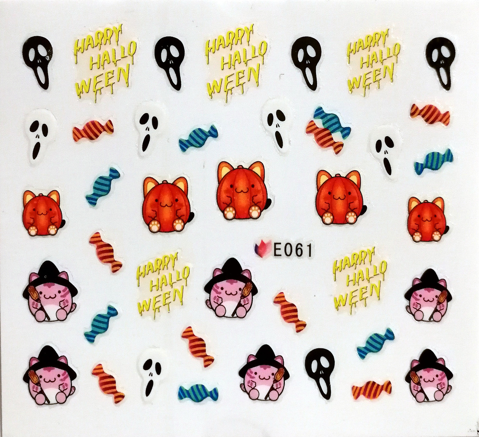 Halloween 3D Nail Art Stickers Pumpkins Ghosts Bats Cats Skulls Cross Bones etc