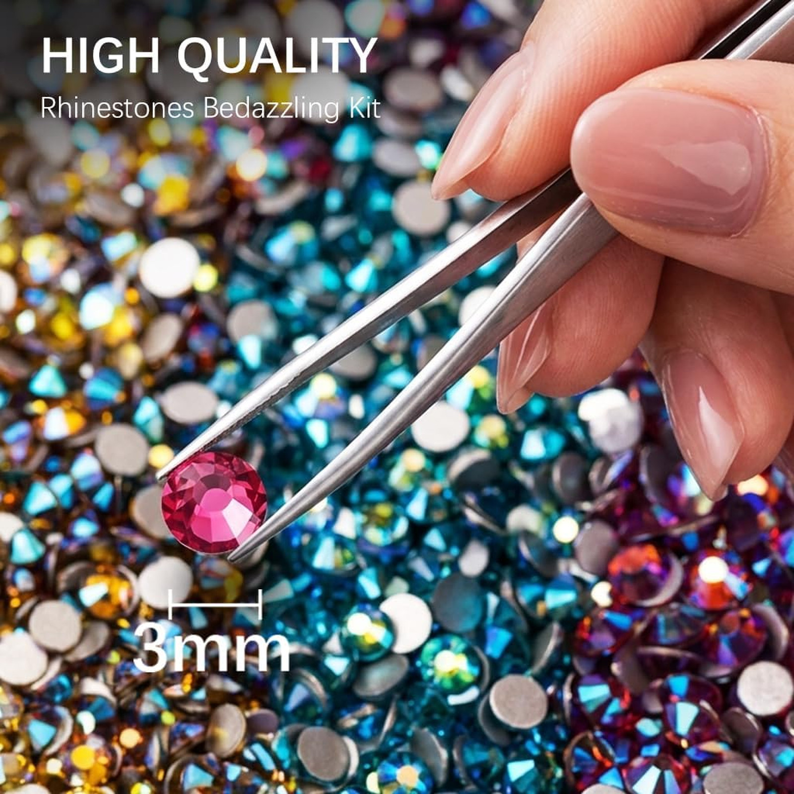 Bedazzling Kit with Rhinestones, 72 Colors 3mm Resin Gems Nail Art Supplies
