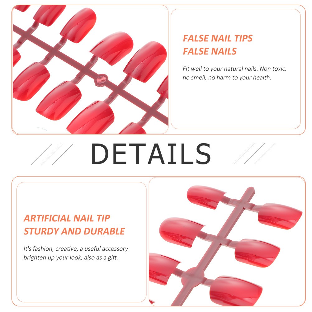 120Pcs Reusable Red False Nail Tips for Nail Art DIY and Manicure Use