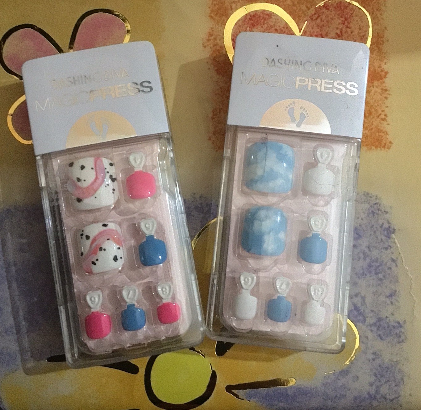 Dashing Diva 2 SETS PEDI Magic Press On Nails ICE CREAM MELT & DAYDREAM BELIEVER