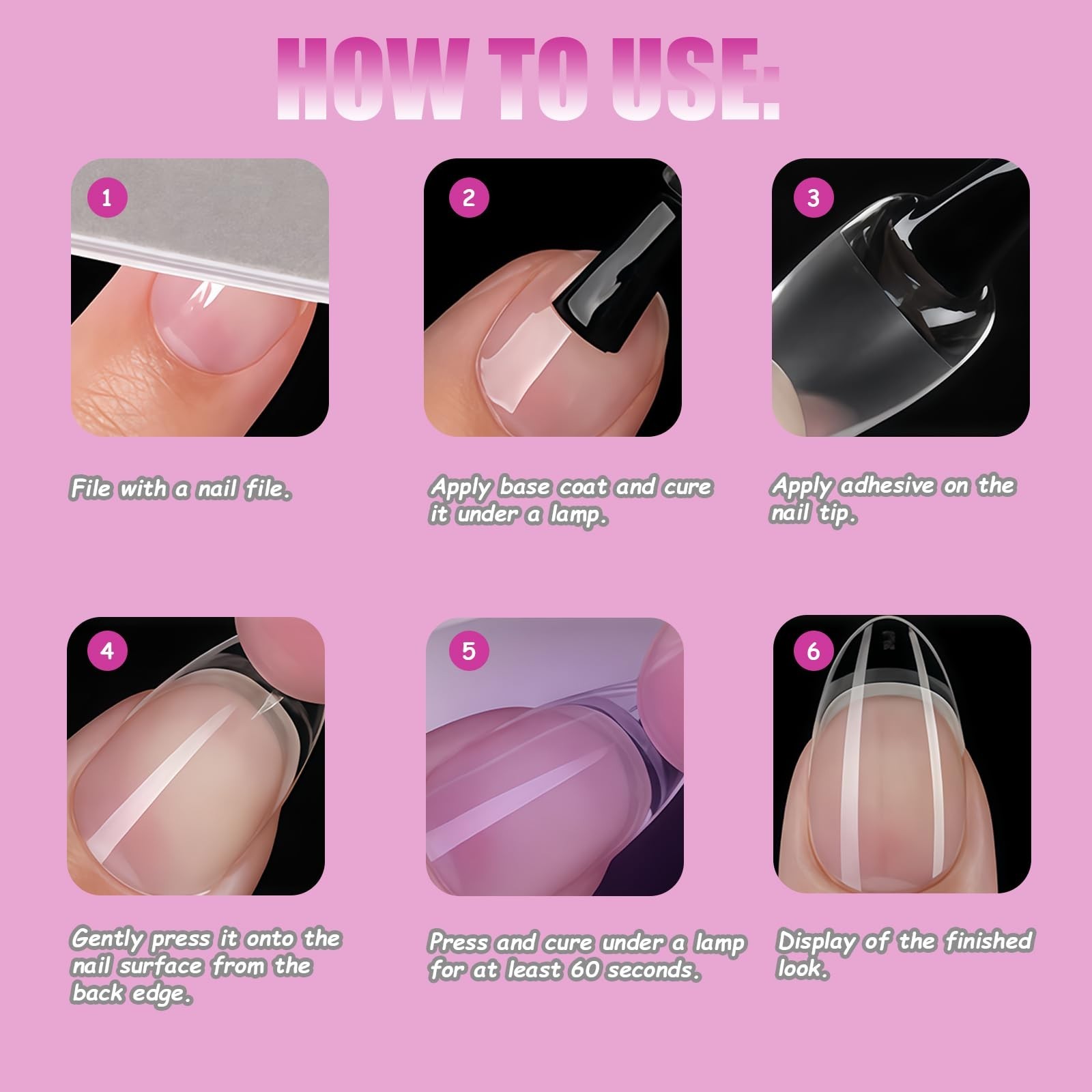 1000PCS Clear Acrylic Nail Tips – 4 Shapes, 10 Sizes, Half Matte Full Cover for