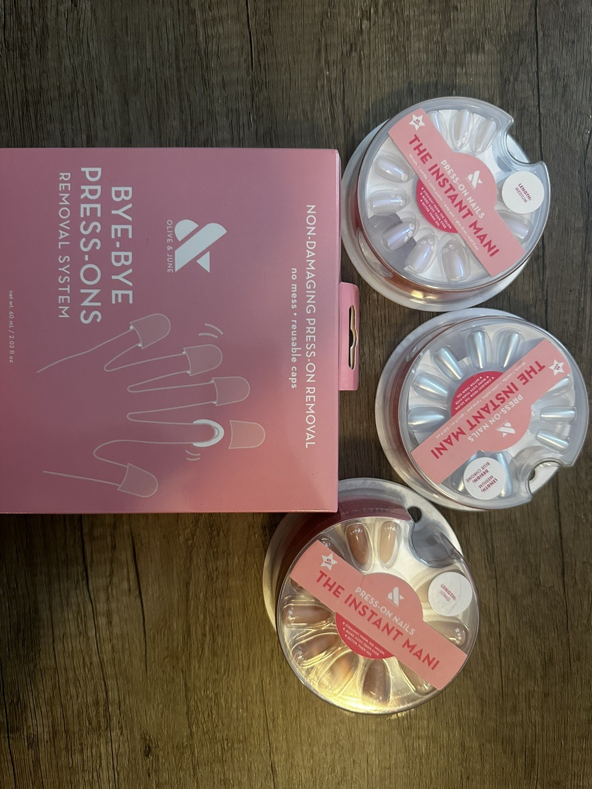 Olive & June Instant Mani Press‑On Nail Sets+ Bye‑Bye Removal System – Lot 4 NIB