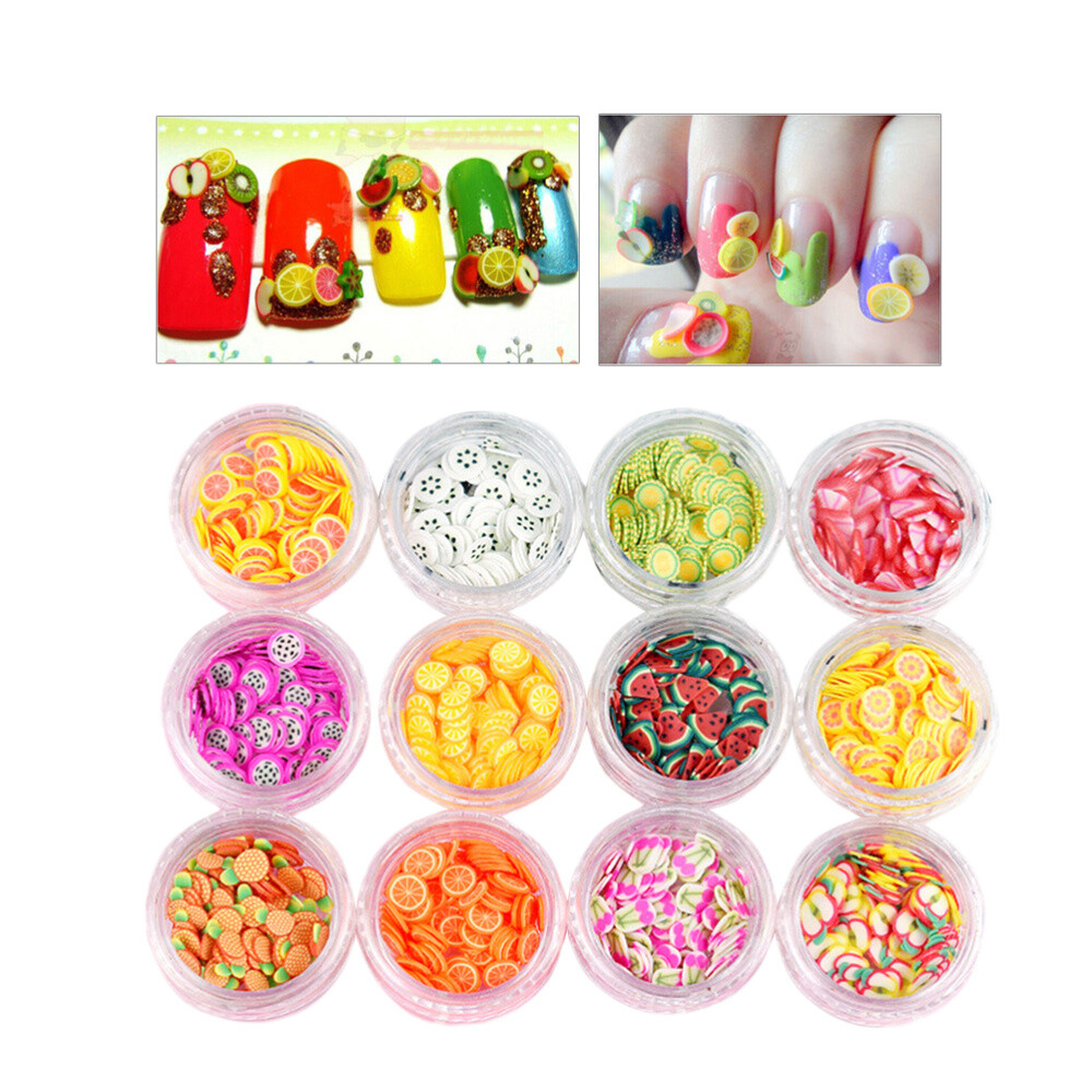 1 Set tiny charms fruit slices for 3d fruit slices 12 Kinds of Boxed Nail