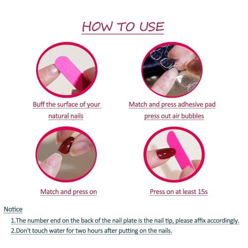 Rose Flower Press on Nails for DIY Manicure 24Pcs Glossy Black Rose Design 10