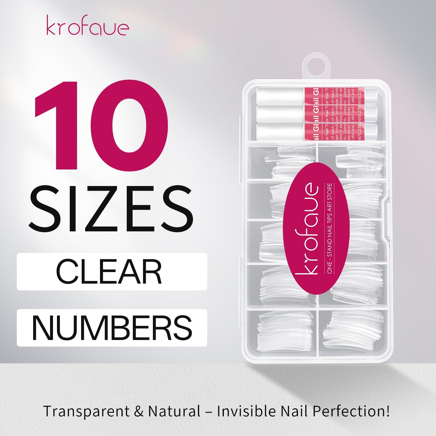 100 PCS FALSE NAIL TIPS KIT CLEAR ACRYLIC FRENCH HALF COVER NAIL GLUE SALON DIY