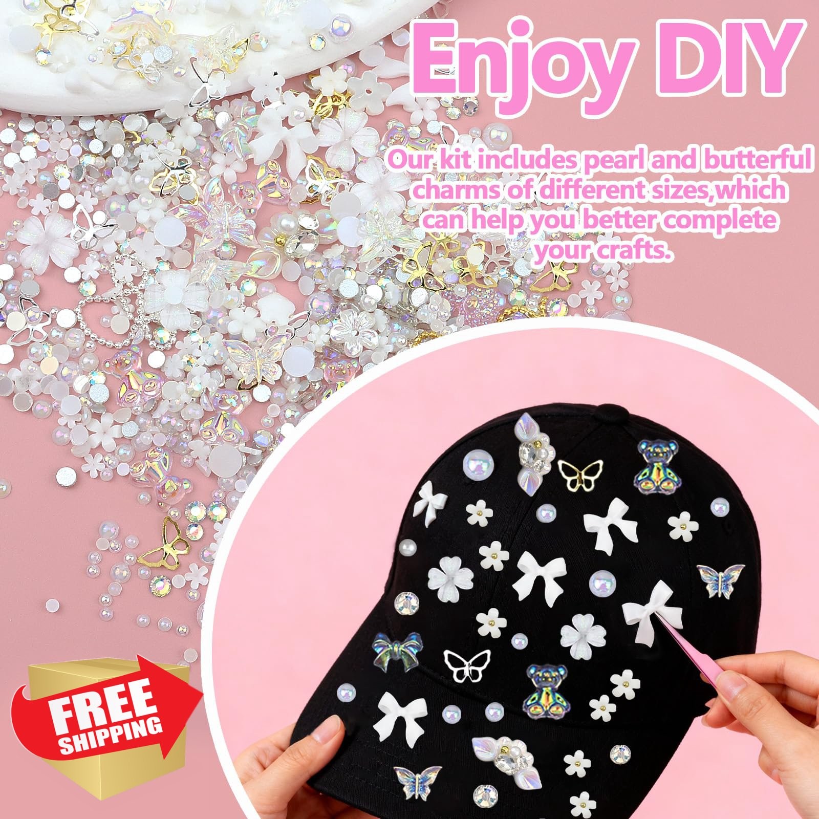 SEMATA Bedazzling Kit Pearls Rhinestones Butterfly Flower Jewels Crafting Nails