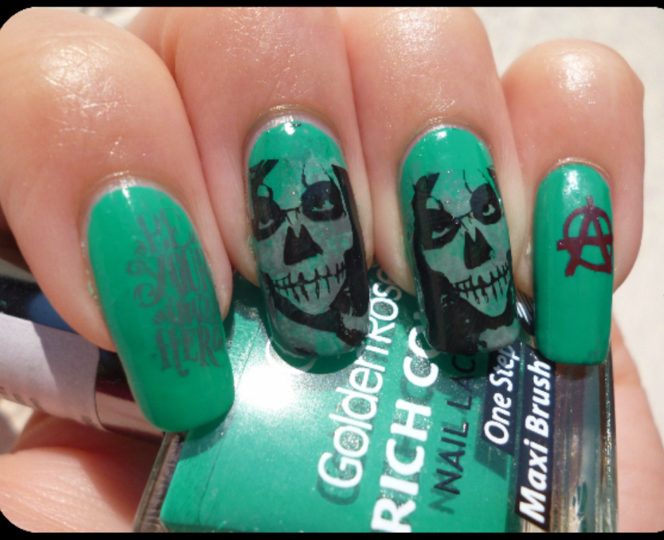 Nail Art Stamping Cool Skull Eye Template Image Plate Stamper Scraper Kit BP 57