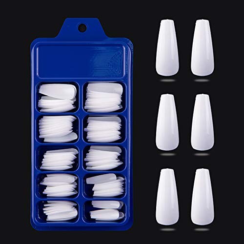 100Pcs White DIY Acrylic French Nail Acrylic Nail Tips 10 Sizes Lady French S…