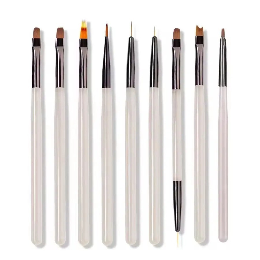 9Pcs UV Gel Acrylic Nail Brush Set, Nail Tips Extension Nail Brushes Brush Set