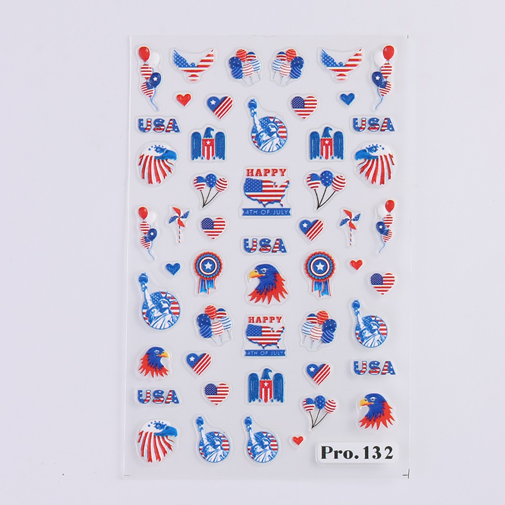 4th of July DIY Nail Stickers Independence Day Nail Art 3D American Flag Sticker