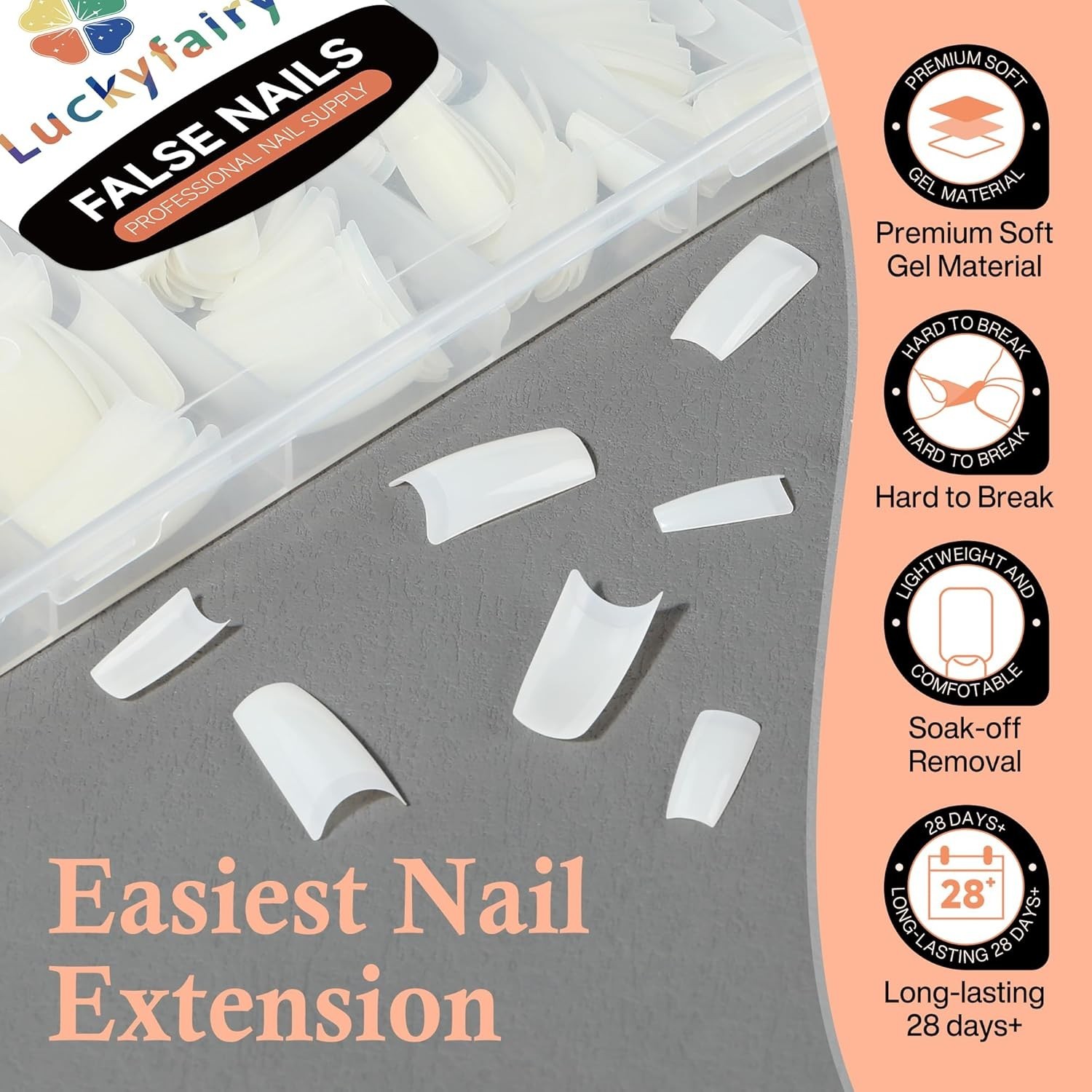 Elegant Gradient Half Cover Acrylic Nail Tips – 504PCS Soft Gel Set for DIY Art