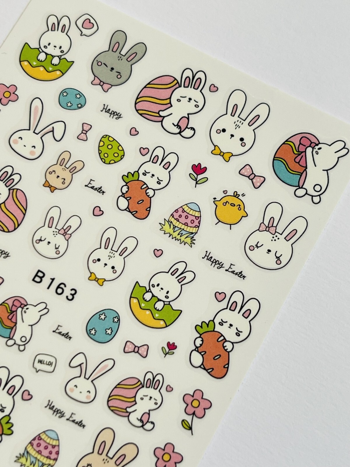 Easter Bunny Nail Art Stickers Transfers Cute Rabbit Eggs Spring Flowers Cartoon