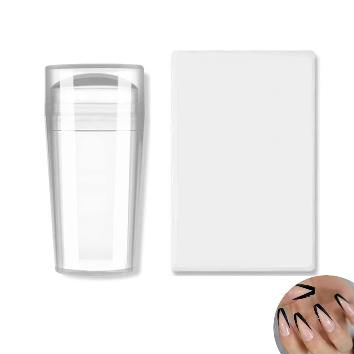 French Tip Tool Nail Art Stamper Kit Clear Silicone Stamping Jelly with Scraper